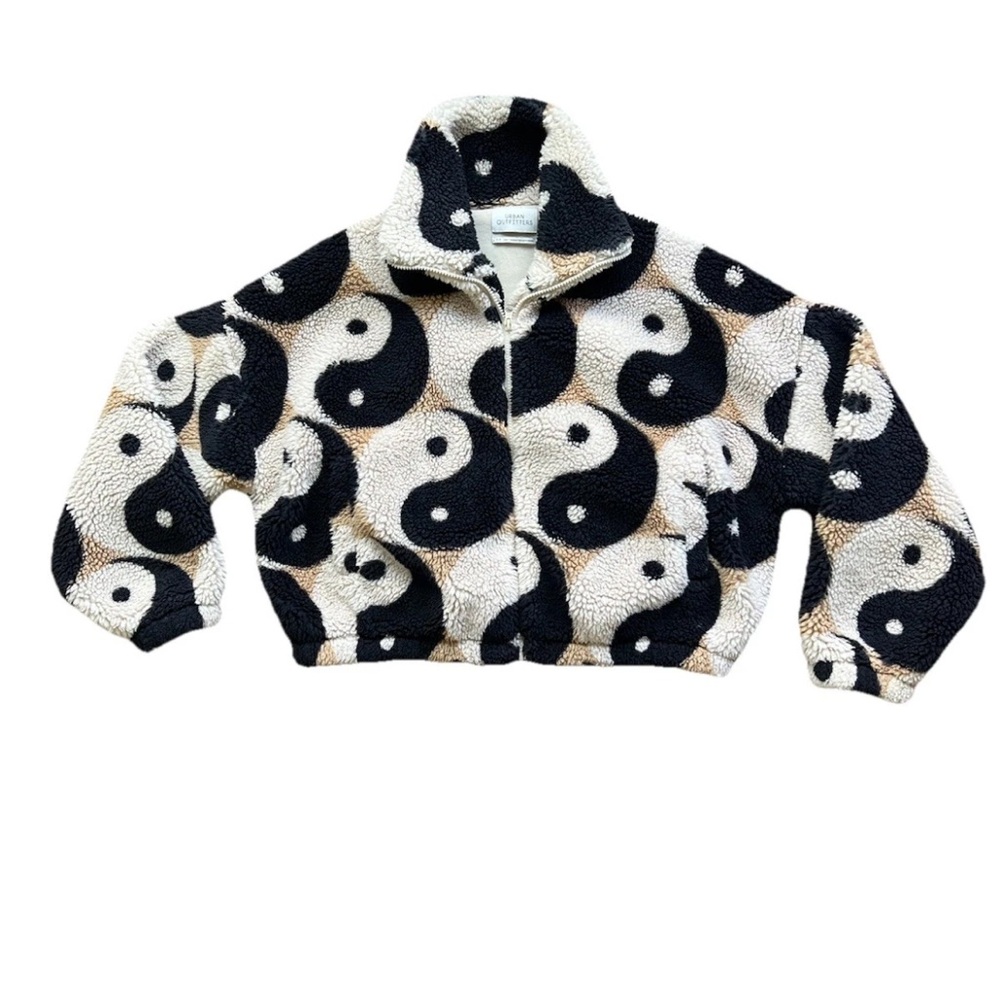 Urban Outfitters Olivia Sherpa Jacket Small Yin Yang Y2K Indie Cozy Teddy RARE - Picture 2 of 11